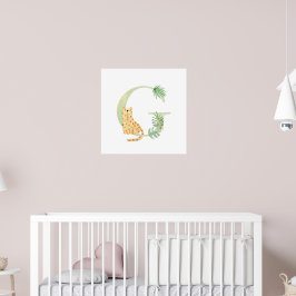 Cute Kids Animal LEOPARD Monogram G Nursery Poster
