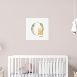Cute Kids Animal LEOPARD Monogram O Nursery Poster