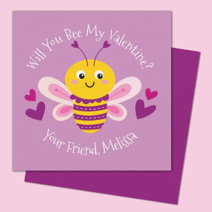 Cute Kids Bee Valentines day Anteckningskort