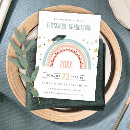Cute Kids Boho Rainbow Stars Preschool Studenten Inbjudningar
