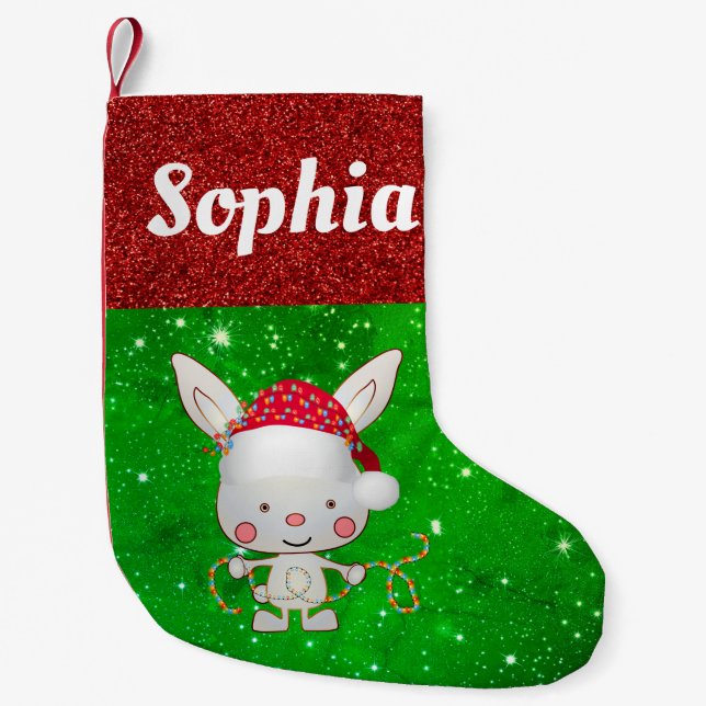 Cute Kids Bunny Rabbit Festive Liten Julstrumpa (Framsidan)