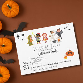 Cute Kids Bus eller godis Halloween fest Inbjudningar