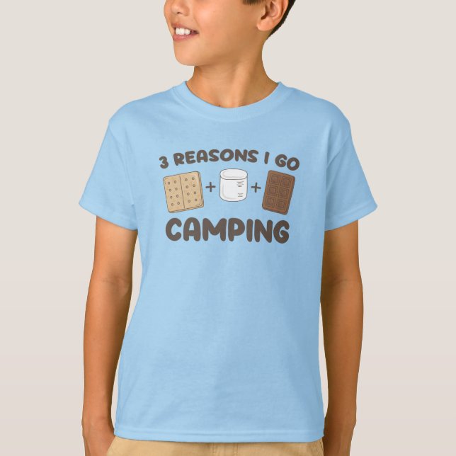 Cute Kids Camping Smoations T Shirt (Framsida)