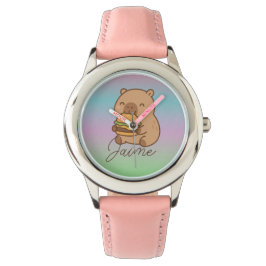 Cute Kids Capybara Rainbow Hamburger Armbandsur