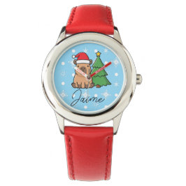 Cute Kids Christmas Capy Blue Red Armbandsur