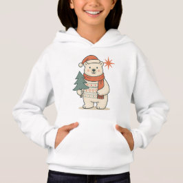 Cute Kids Christmas Polar Bear Cozy Hoodie  T Shirt