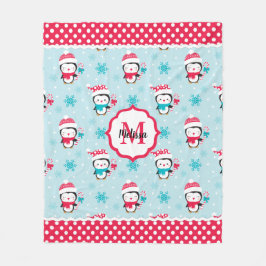 Cute Kids Christmas Winter Penguin Fleecefilt