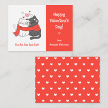 Cute Kids Coola Cat Valentines day Red