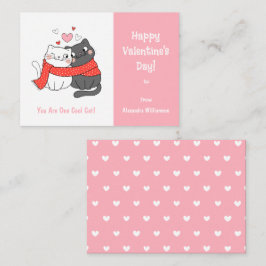 Cute Kids Coola Cat Valentines day Rosa Anteckningskort