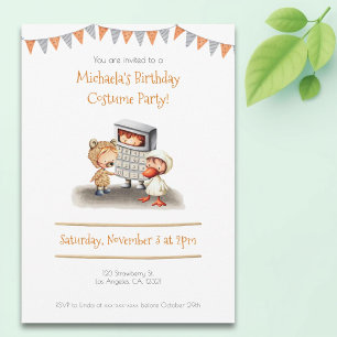 Cute Kids Costume Party Birthday Inbjudningar