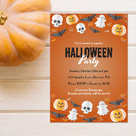 Cute Kids Costume Party Bus eller godis Halloween Inbjudningar