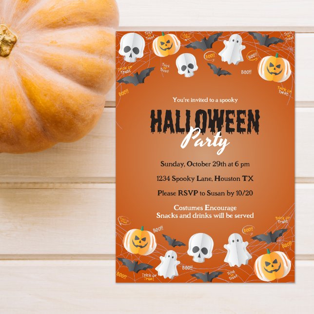 Cute Kids Costume Party Bus eller godis Halloween Inbjudningar (Skapare uppladdad)