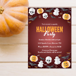 Cute Kids Costume Party Bus eller godis Halloween Inbjudningar