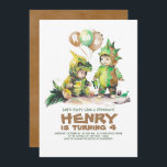 Cute Kids Dinosaur Birthday Grönt & Brown Inbjudningar<br><div class="desc">Förbered en Dinosaur-Thned-Födelsedagsfest med dessa unika inbjudningar! Stomp, chomp, och släpp ut en roar med dino-Mite-födelsedagen inbjudan, perfekt för ditt barns förhistoriska firande. De här inbjudningarna har två trevliga små utforskare i vackra, söta, bruna och grönt kostymer, och de fångar en lekfull stund omgiven av favoritdino leksak. Över tecknen flyter...</div>