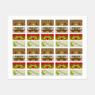 Cute Kids Dinosaur Day Care School Clothing Label Klistermärke