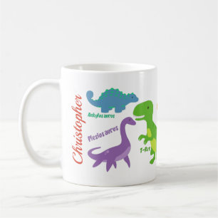 Cute Kids Dinosaur Namn Kaffemugg