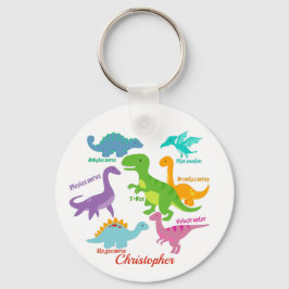 Cute Kids Dinosaur Namn Nyckelring