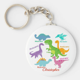 Cute Kids Dinosaur Namn Nyckelring