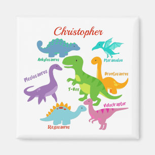 Cute Kids Dinosaur Namn Personlig Magnet
