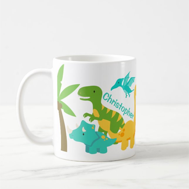 Cute Kids Dinosaur-Personlig Kaffemugg (Vänster)