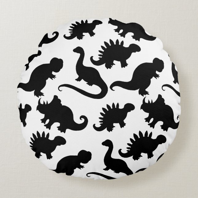 Cute Kids Dinosaur Pillow Rund Kudde (Framsidan)