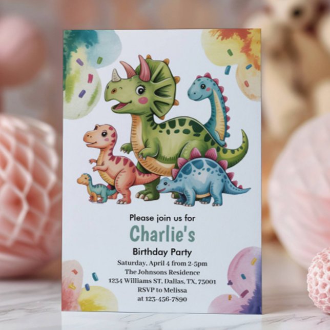 Cute Kids Dinosaur Theme Birthday Party  Inbjudningar (Skapare uppladdad)