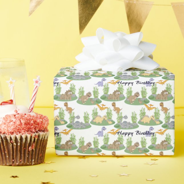 Cute Kids' Dinosaur Träd Mönster födelsedag Presentpapper (Födelsedagsfest)