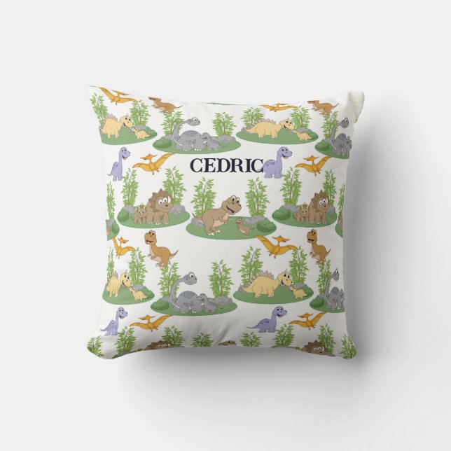Cute Kids' Dinosaur Träd Mönster Namn Anpassningsb Kudde (Framsida)
