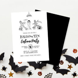 Cute Kids Doodle Halloween Costume Party Inbjudningar