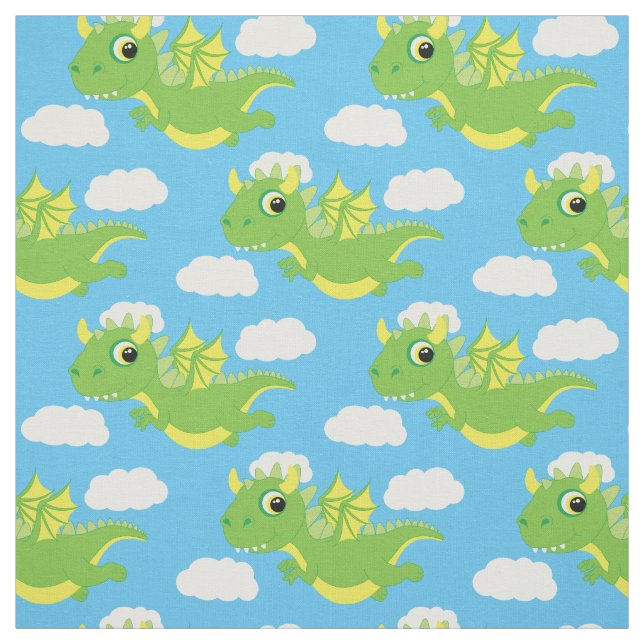 Cute Kids Dragon Tecknad Baby Nursery Tyg (Provkarta)