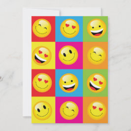 Cute Kids Emoji Party Lycklig Ansikte Emoticon Inbjudningar