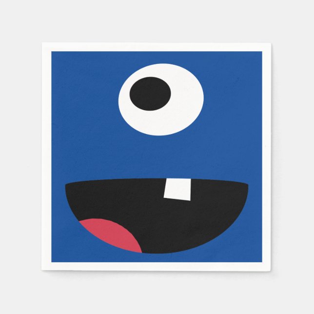 Cute Kids Fånig Monster Ansikte Monsters Party Blu Pappersservett (Framsidan)