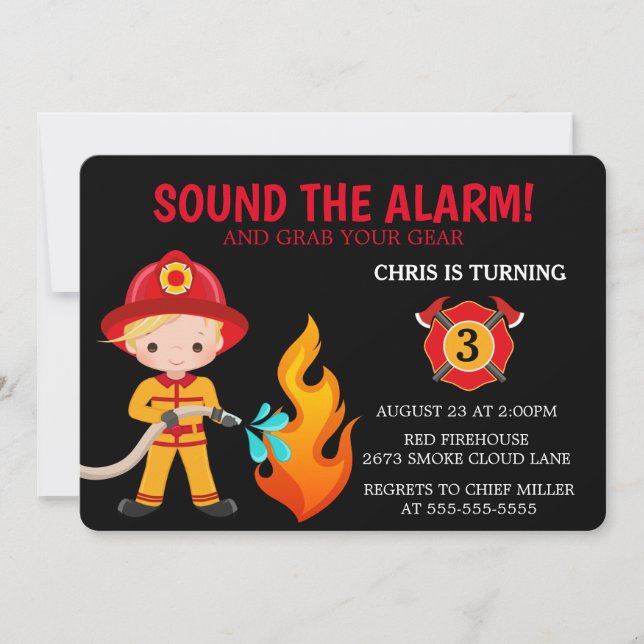 Cute Kids Firefighter-inbjudan Inbjudningar (Framsida)