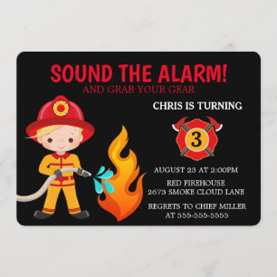 Cute Kids Firefighter-inbjudan Inbjudningar