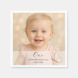 Cute Kid's First Birthday Party With Custom Photo Pappersservett