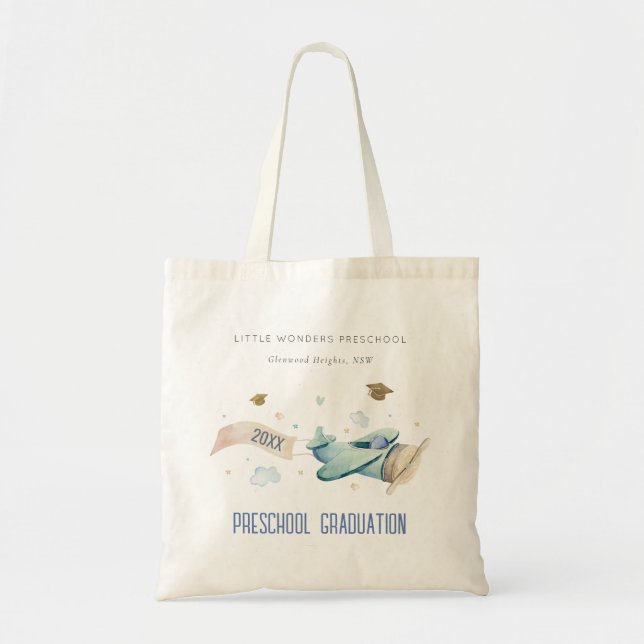 Cute Kids flygplan Himlar Stars Preschool Studente Tygkasse (Framsidan)