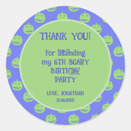 Cute Kids Halloween Birthday Tack Sticker Runt Klistermärke