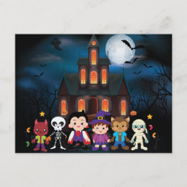 Cute Kids Halloween Costume Party Helg Vykort