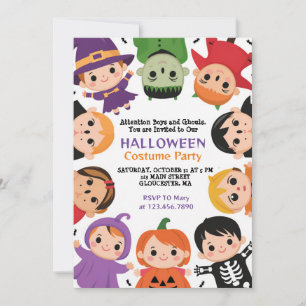 Cute Kids Halloween Costume Party-inbjudan Inbjudningar