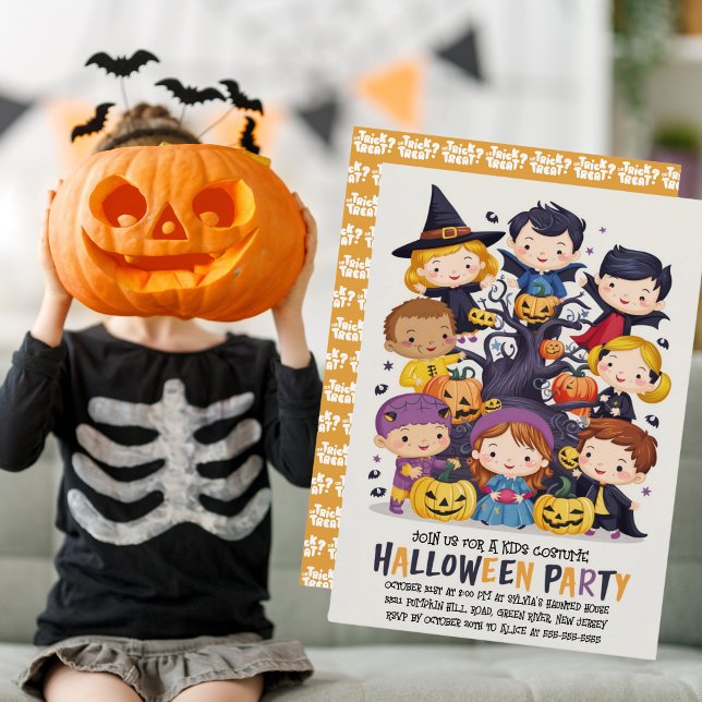 Cute Kids Halloween Costume Party-inbjudan Inbjudningar (Skapare uppladdad)