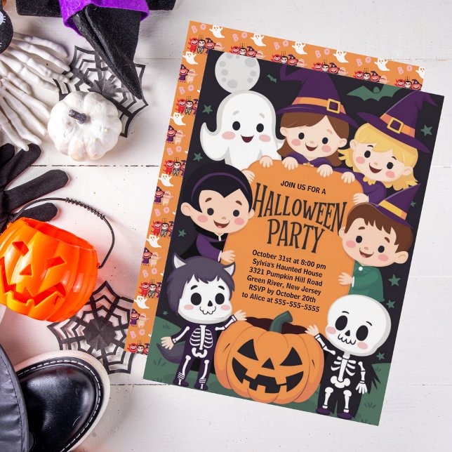 Cute Kids Halloween Costume Party-inbjudan Inbjudningar (Fun Halloween Costume Party for Kids.)
