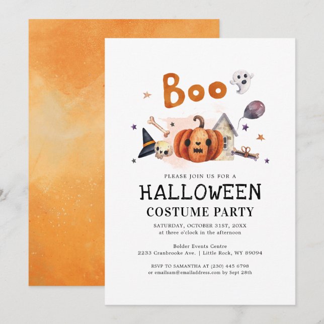 Cute Kids Halloween Costume Party Inbjudningar (Fram/baksida)