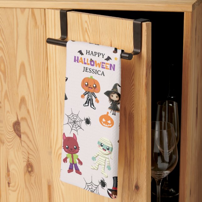 Cute Kids Halloween Costume Party Kökshandduk (Thirds Fold)