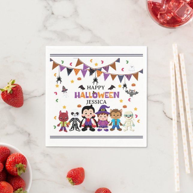 Cute Kids Halloween Costume Party Pappersservett (Insitu)
