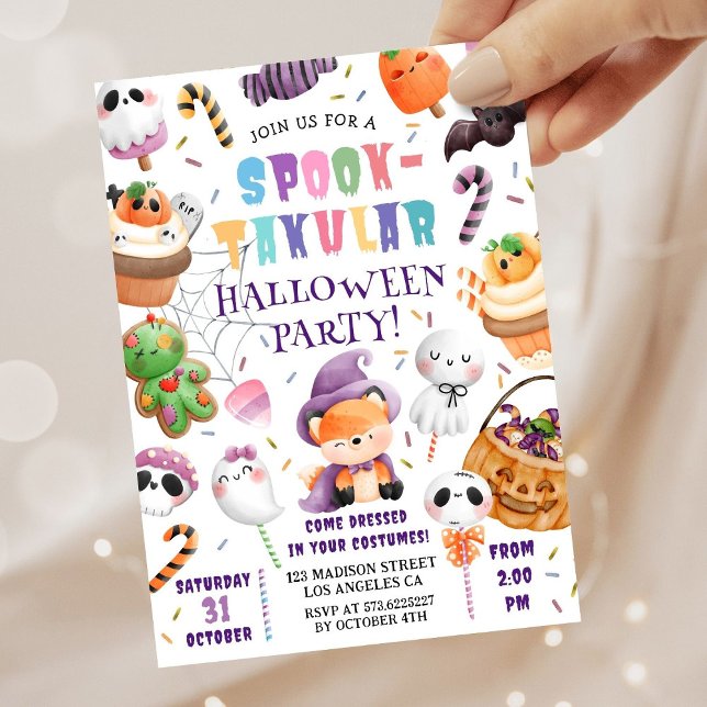 Cute Kids Halloween Costume Party Watercolor Inbjudningar (Skapare uppladdad)