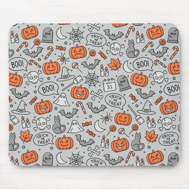 Cute Kids Halloween Doodle Mönster Musmatta (Framsidan)