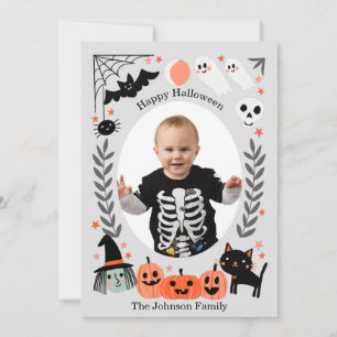 Cute Kids Halloween-fotokort Meddelande
