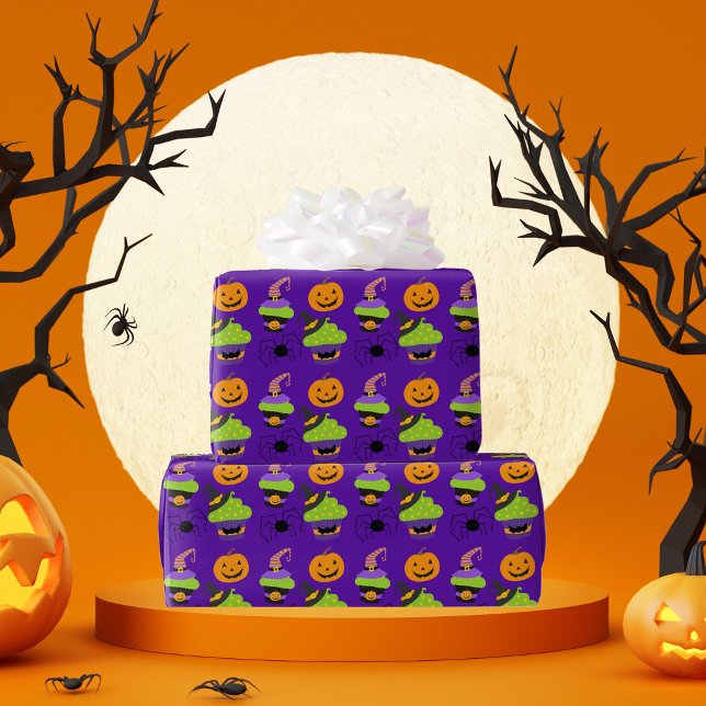 Cute Kids Halloween Lila Presentpapper (Skapare uppladdad)