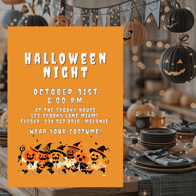 Cute Kids Halloween Night Party Custom Inbjudningar (Skapare uppladdad)