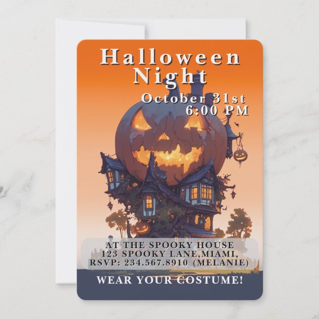Cute Kids Halloween Night Party Custom Inbjudningar (Framsida)